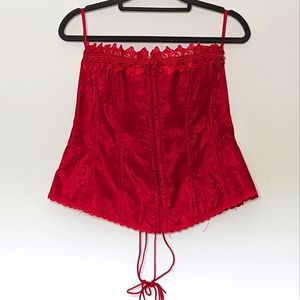 Sz 38//M-XL Vintage Y2K Frederick’s of Hollywood red Floral Lingerie corset